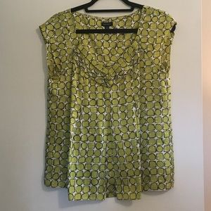 Nine West silk green, white and black blouse